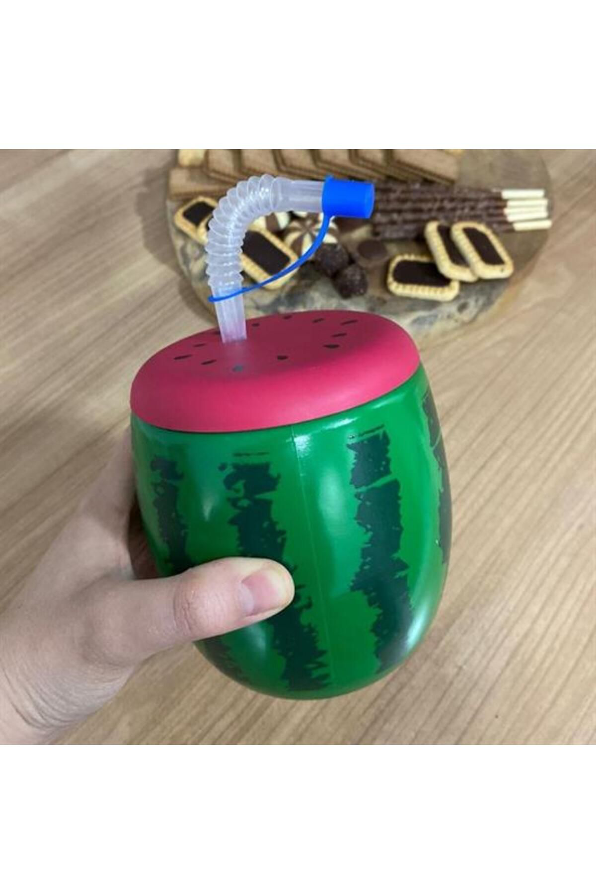 Ok Aksesuar Karpuz Model Kendiliğinden Pipetli 900 Ml Suluk, Matara Go5060667