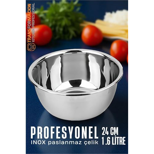 Kase  - 24 Cm. 1.6 Litre Karıştırma Kabı Profesyonel 304 Paslanma