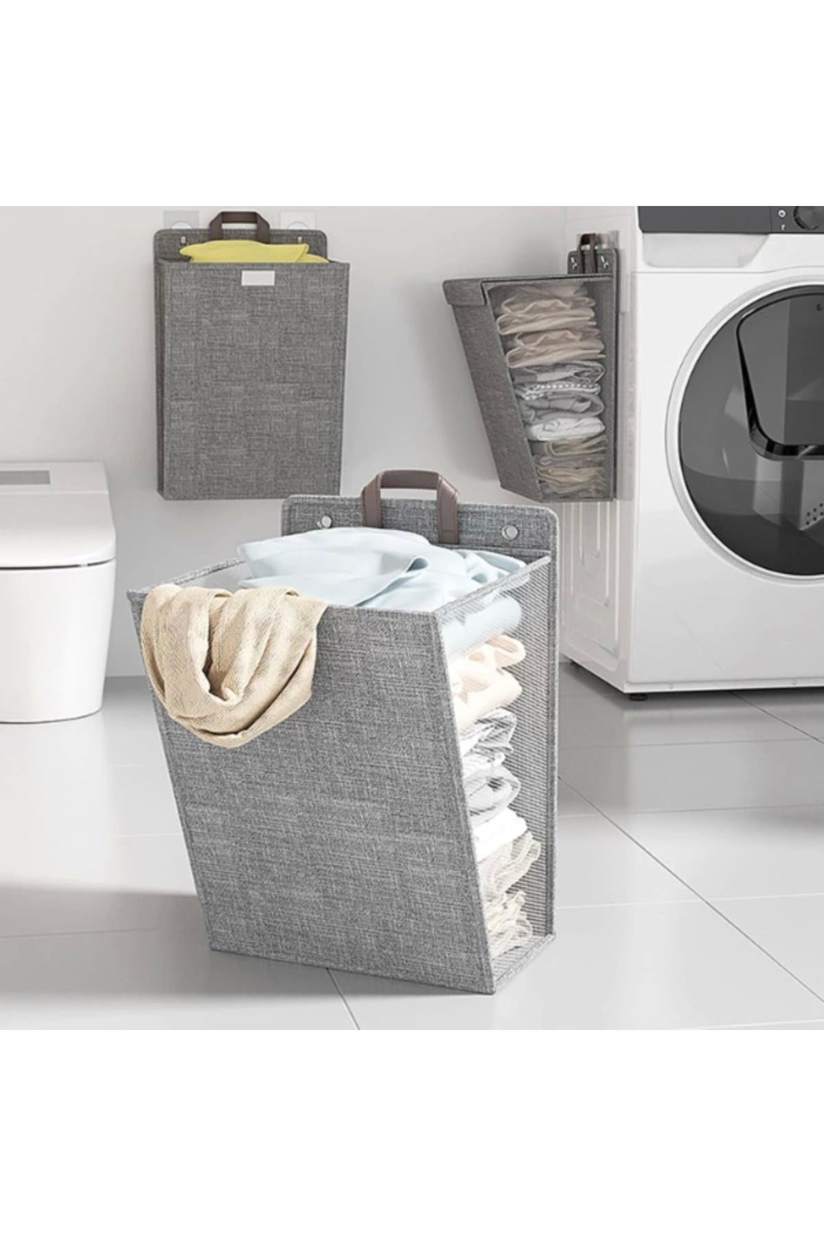 Yusuftex Katlanabilir Asilabilir Kirli Çamaşir Sepeti