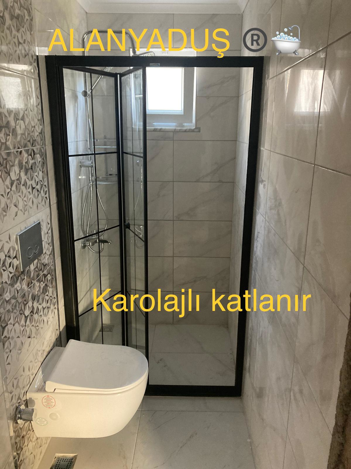 KATLANIR KABİN SİYAH PROFİL KAROLAJ CAM