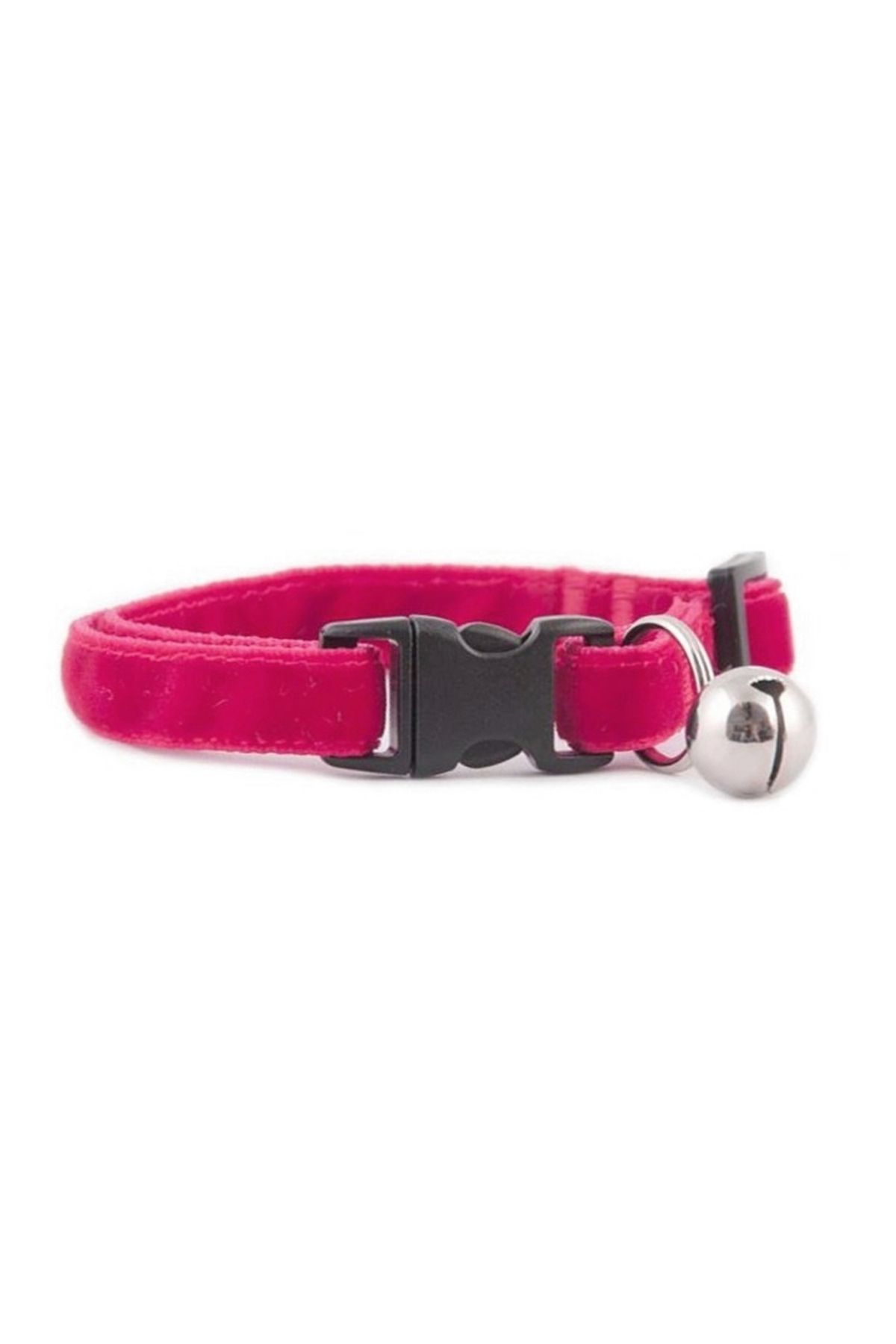 K&A Kedi Boyun Tasmasi Kadife Dokulu Çanli 1*30 Cm Fuşya
