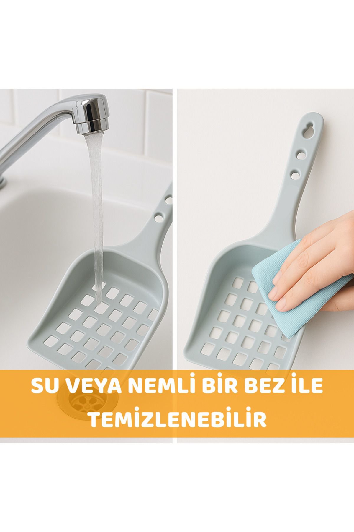 Beylini Kedi Kumu Küreği Plastik Kare Delikli Kolay Temizlenebilir Asilab