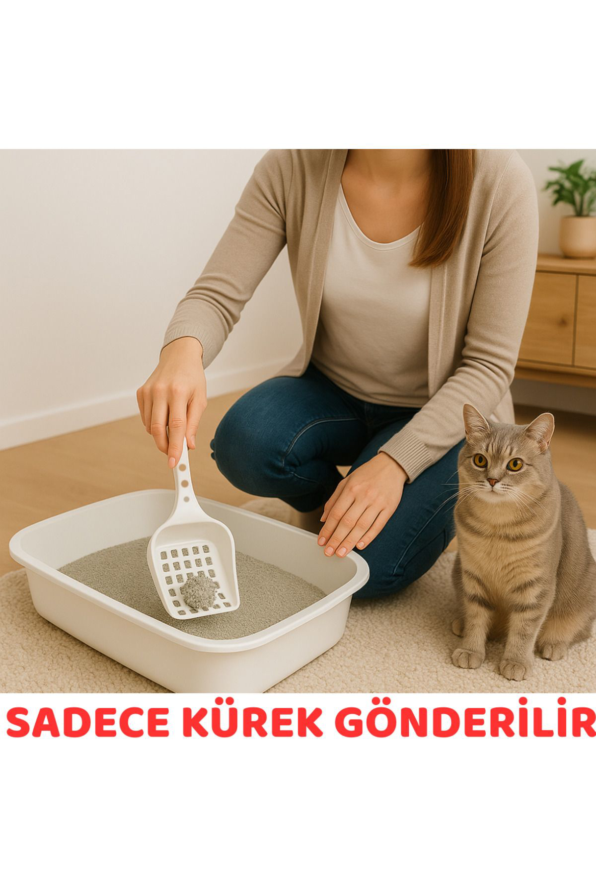 Beylini Kedi Kumu Küreği Plastik Kare Delikli Kolay Temizlenebilir Asilab