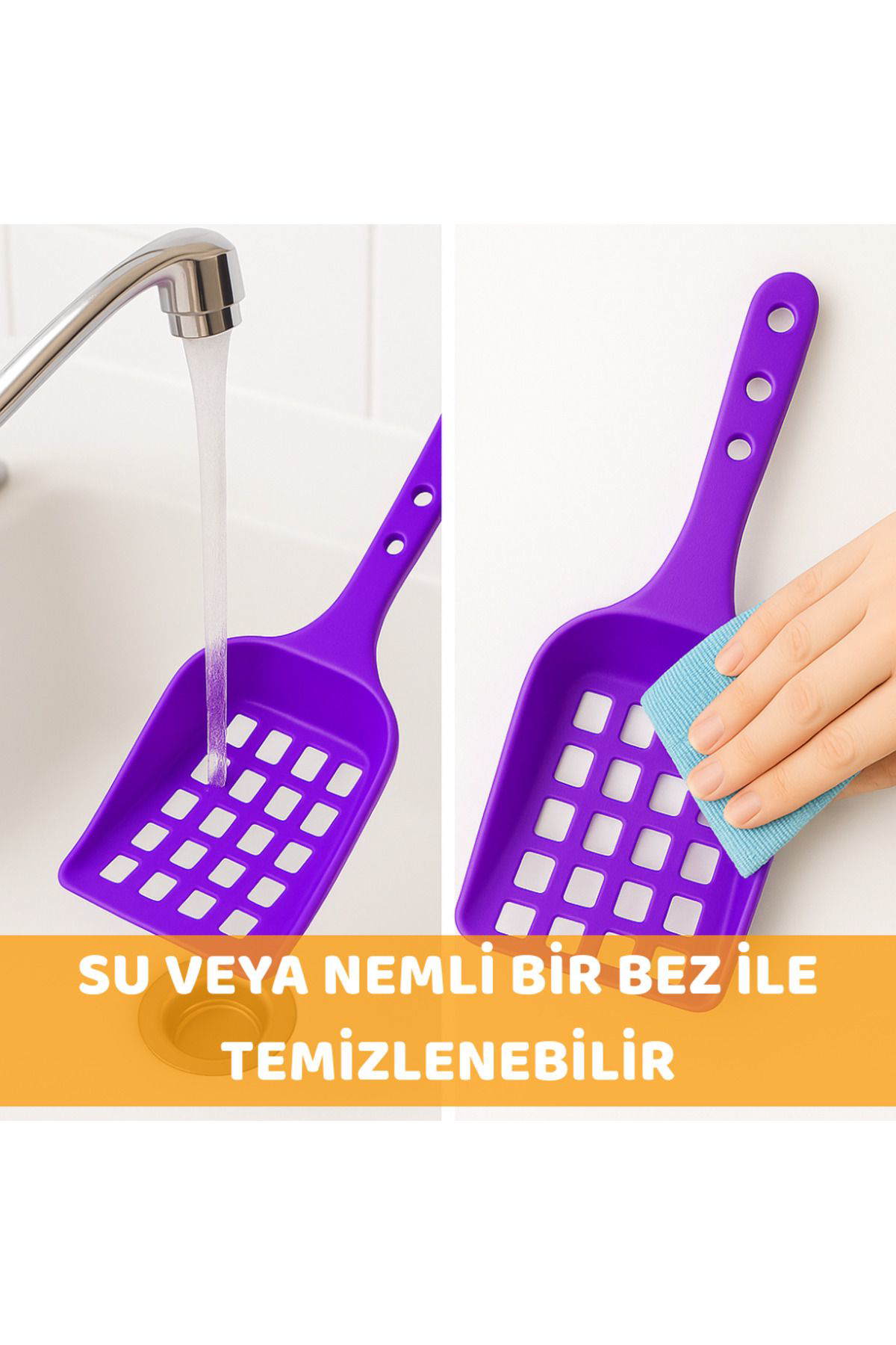 Beylini Kedi Kumu Küreği Plastik Kare Delikli Kolay Temizlenebilir Asilab