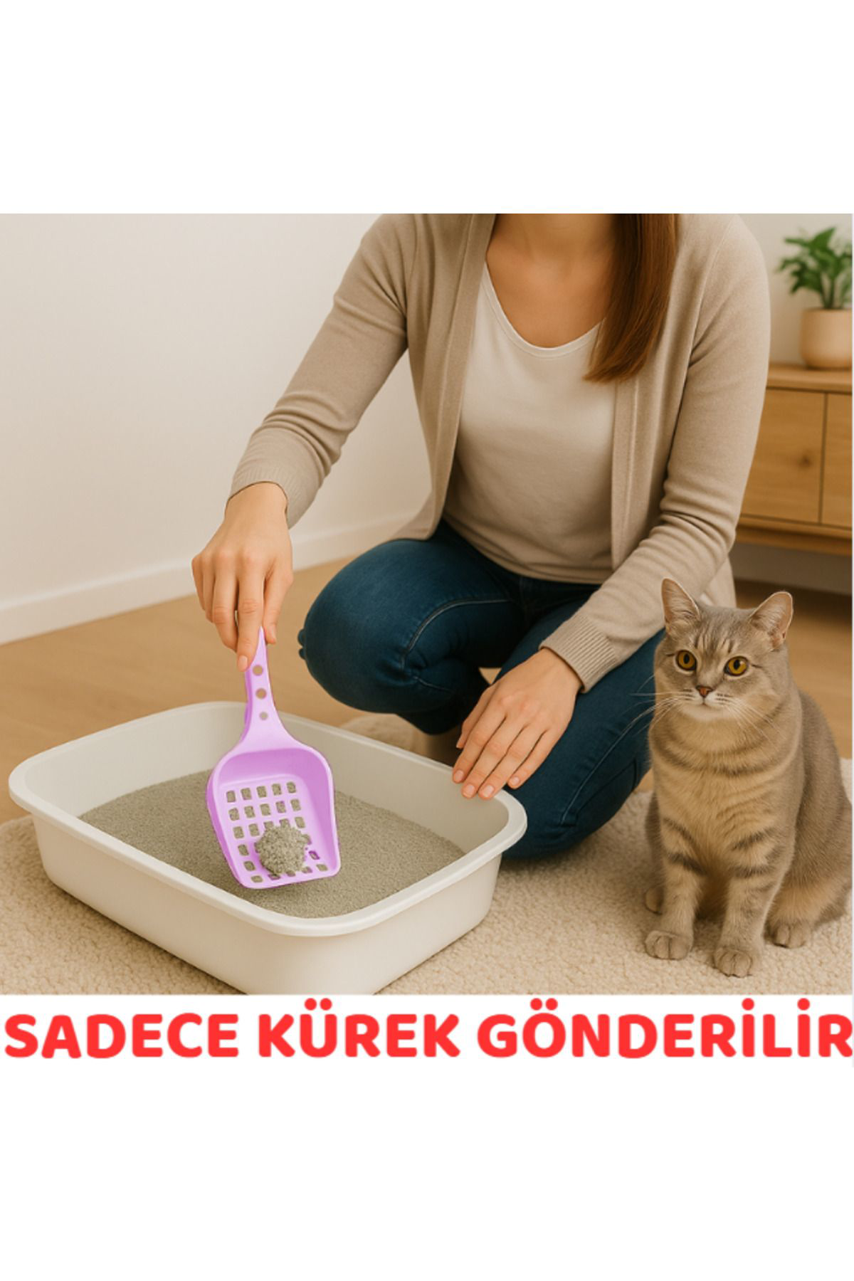 Beylini Kedi Kumu Küreği Plastik Kare Delikli Kolay Temizlenebilir Asilab