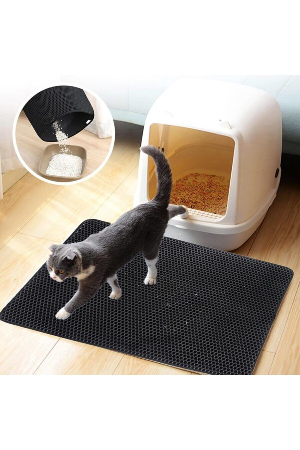 Bernam Kedi Tuvalet Önü Kum Toplayici Temizleyici Elekli Gri Paspas