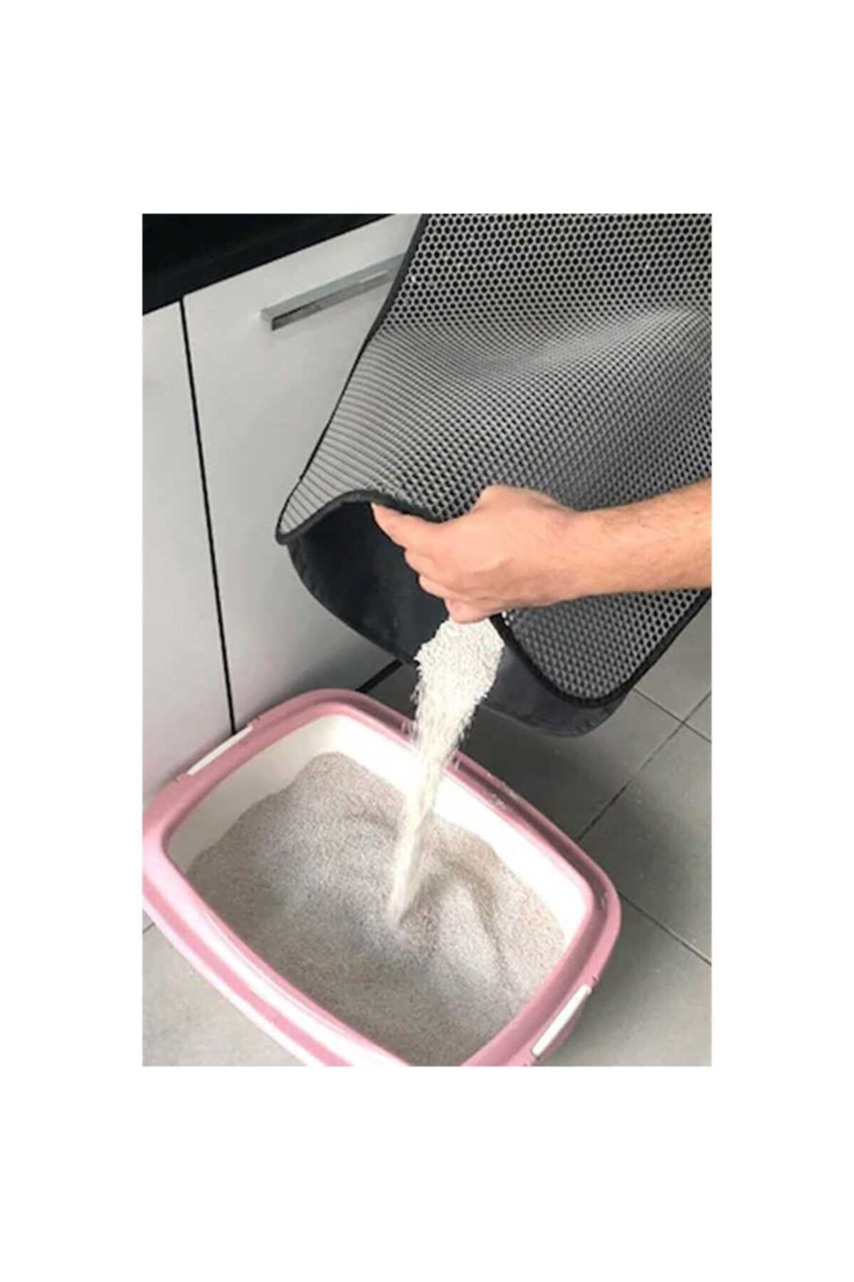 Bernam Kedi Tuvalet Önü Kum Toplayici Temizleyici Elekli Gri Paspas