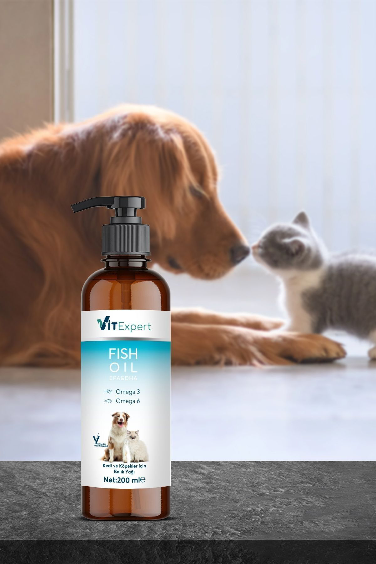 Vitexpert Kedi Ve Köpekler İçin Premium Fish Oil 200 Ml Omega 3 6 İçerikli 