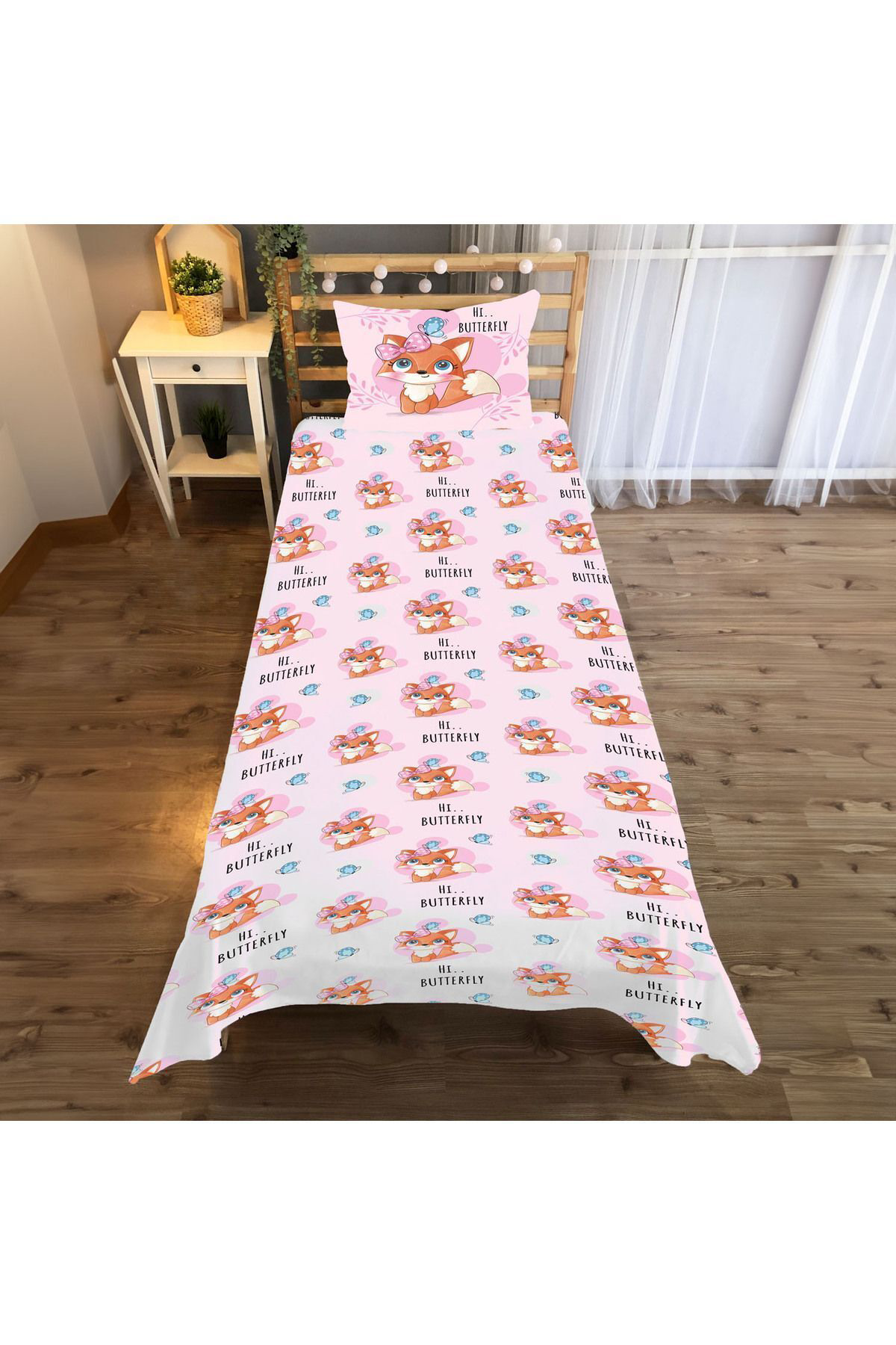 Evan Home Kelebek Desenli Yatak Örtüsü Ve Yastik Kilifi 2Li Takimi