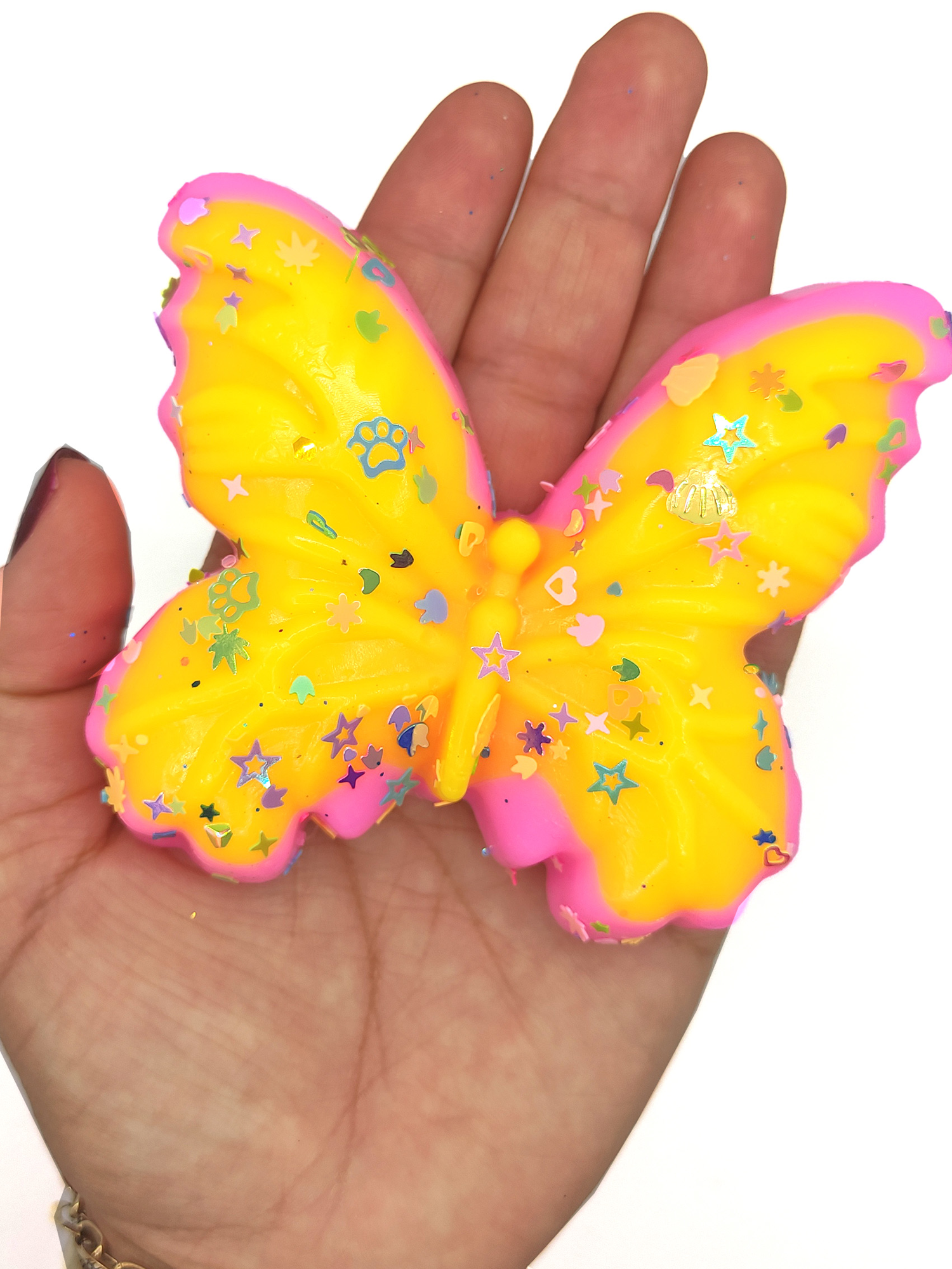 Limmy Kelebek Pullu Renkli Moj Moj Taba Squishy Sikma 10X8 Cm Pullu Suk