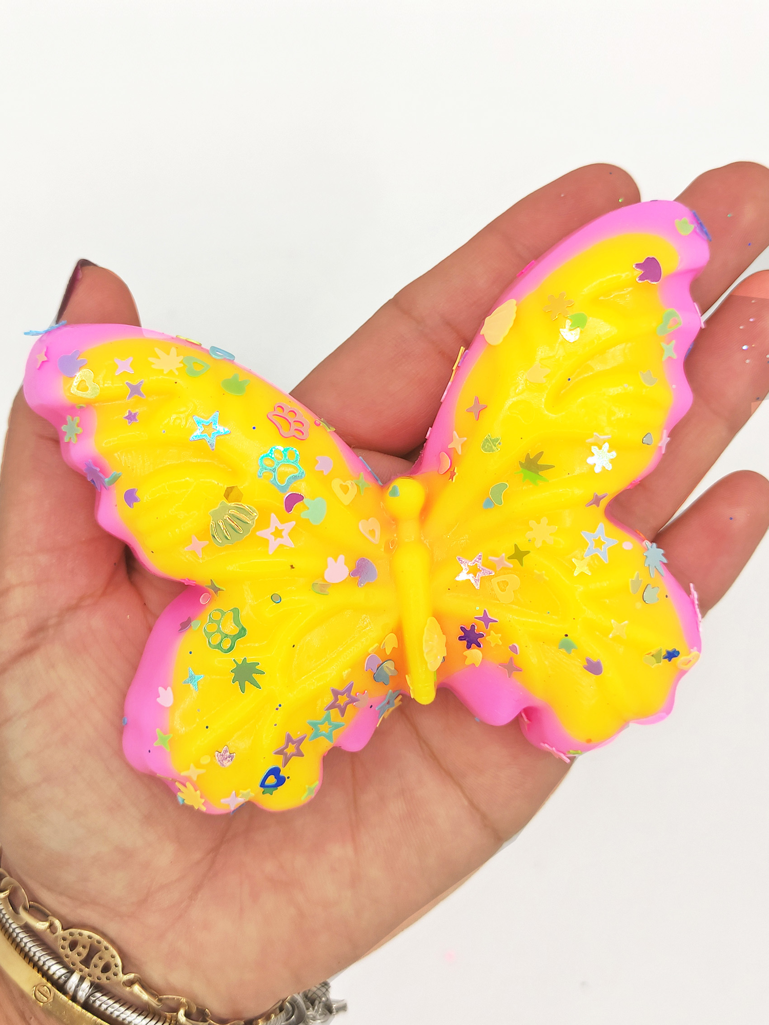 Limmy Kelebek Pullu Renkli Moj Moj Taba Squishy Sikma 10X8 Cm Pullu Suk