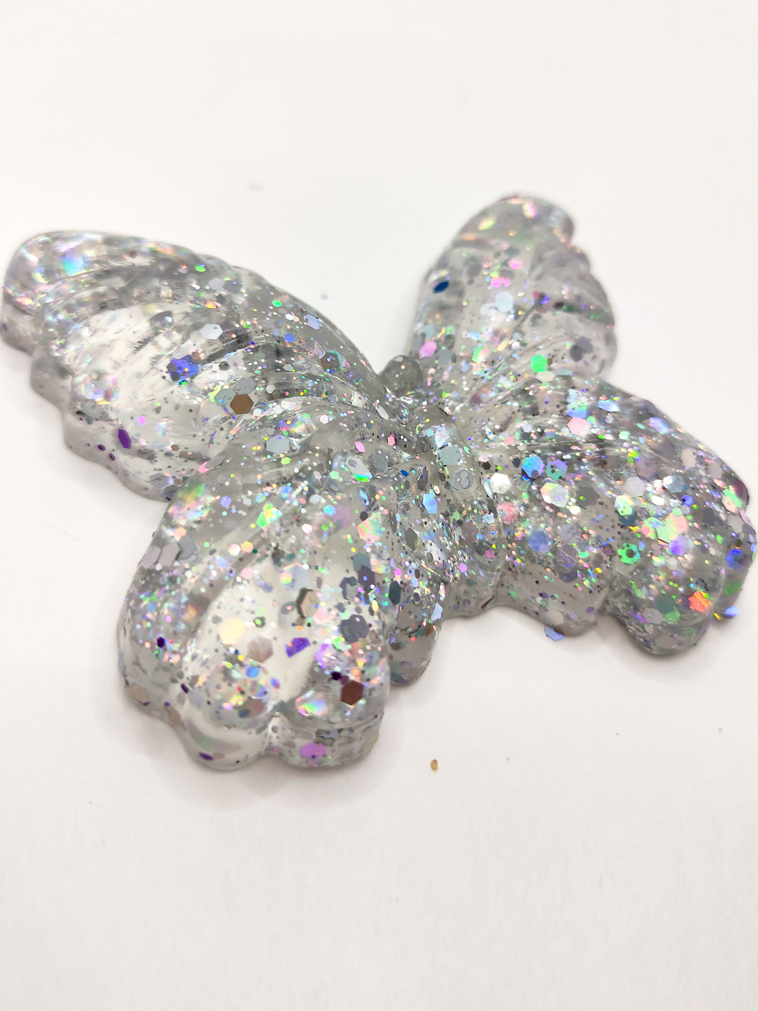 Limmy Kelebek Şeffaf Glitter Simli Moj Moj Taba Squishy Sikma 10X8 Cm S