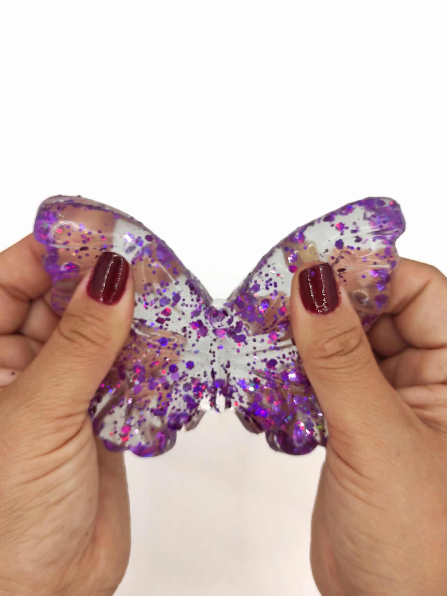 Limmy Kelebek Şeffaf Glitter Simli Moj Moj Taba Squishy Sikma 10X8 Cm S