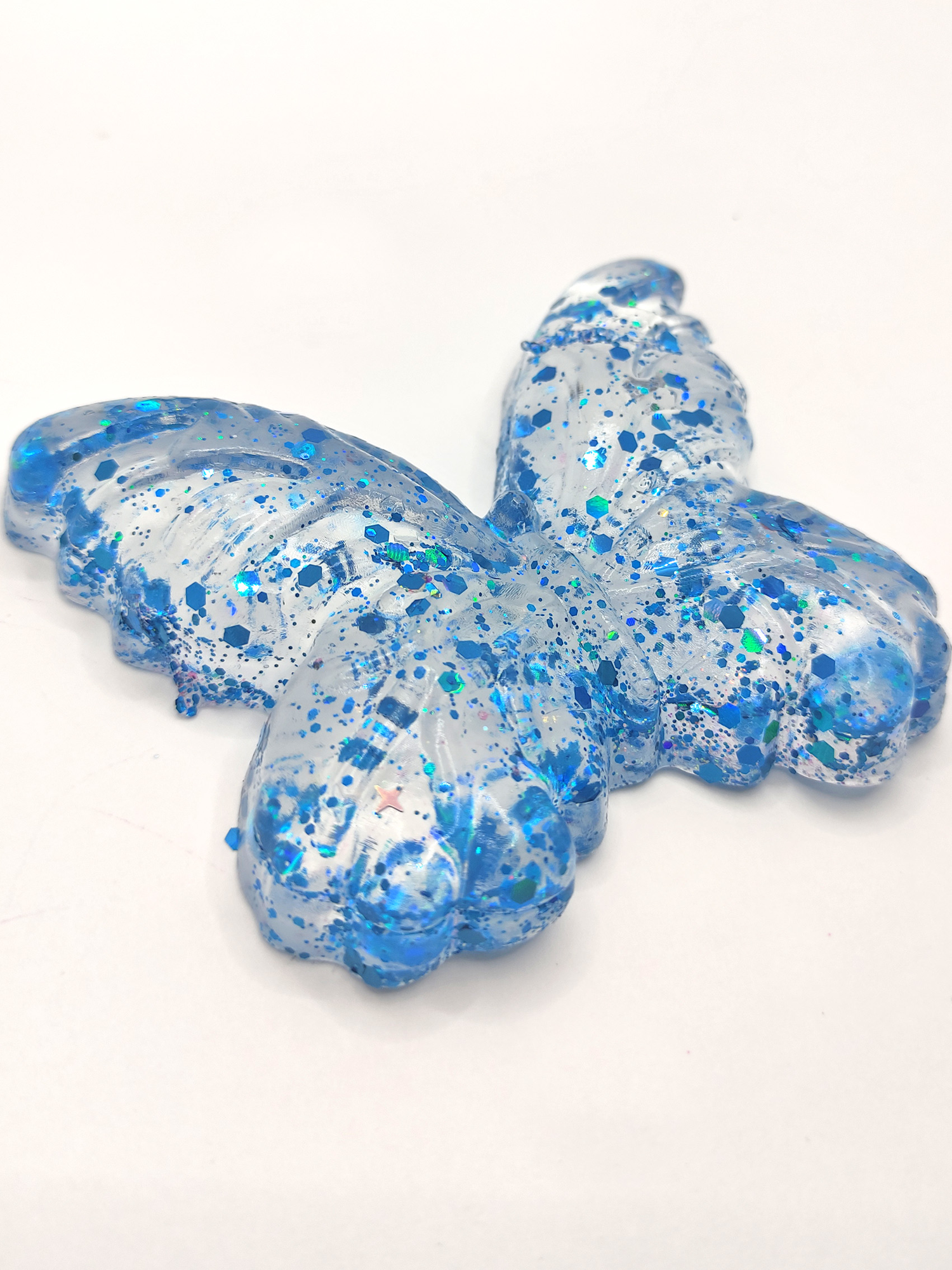 Limmy Kelebek Şeffaf Glitter Simli Moj Moj Taba Squishy Sikma 10X8 Cm S