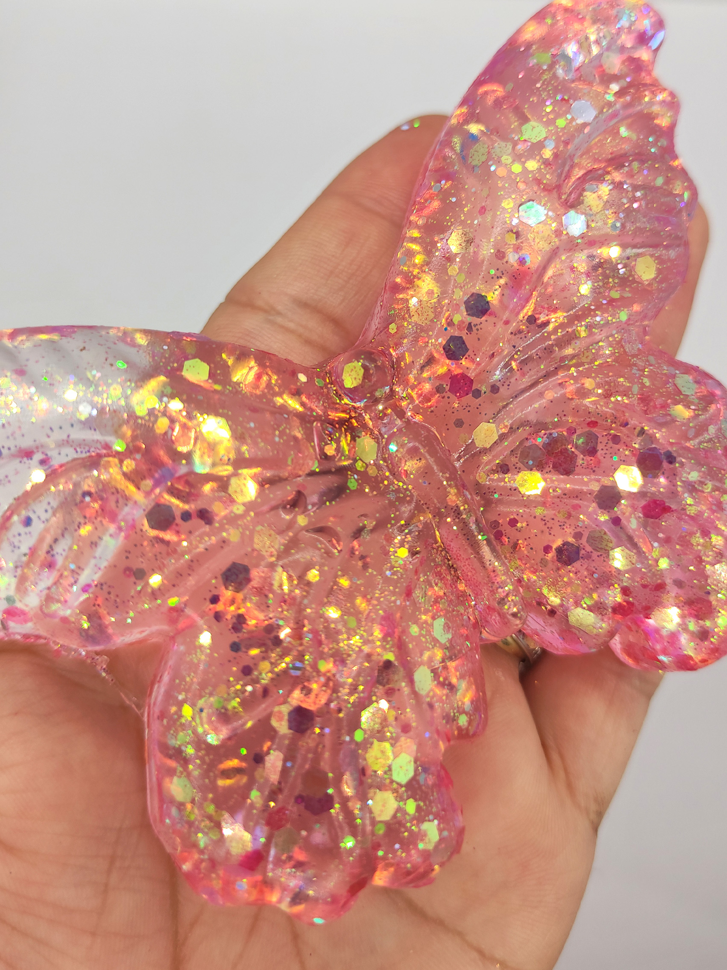 Limmy Kelebek Şeffaf Glitter Simli Moj Moj Taba Squishy Sikma 10X8 Cm S