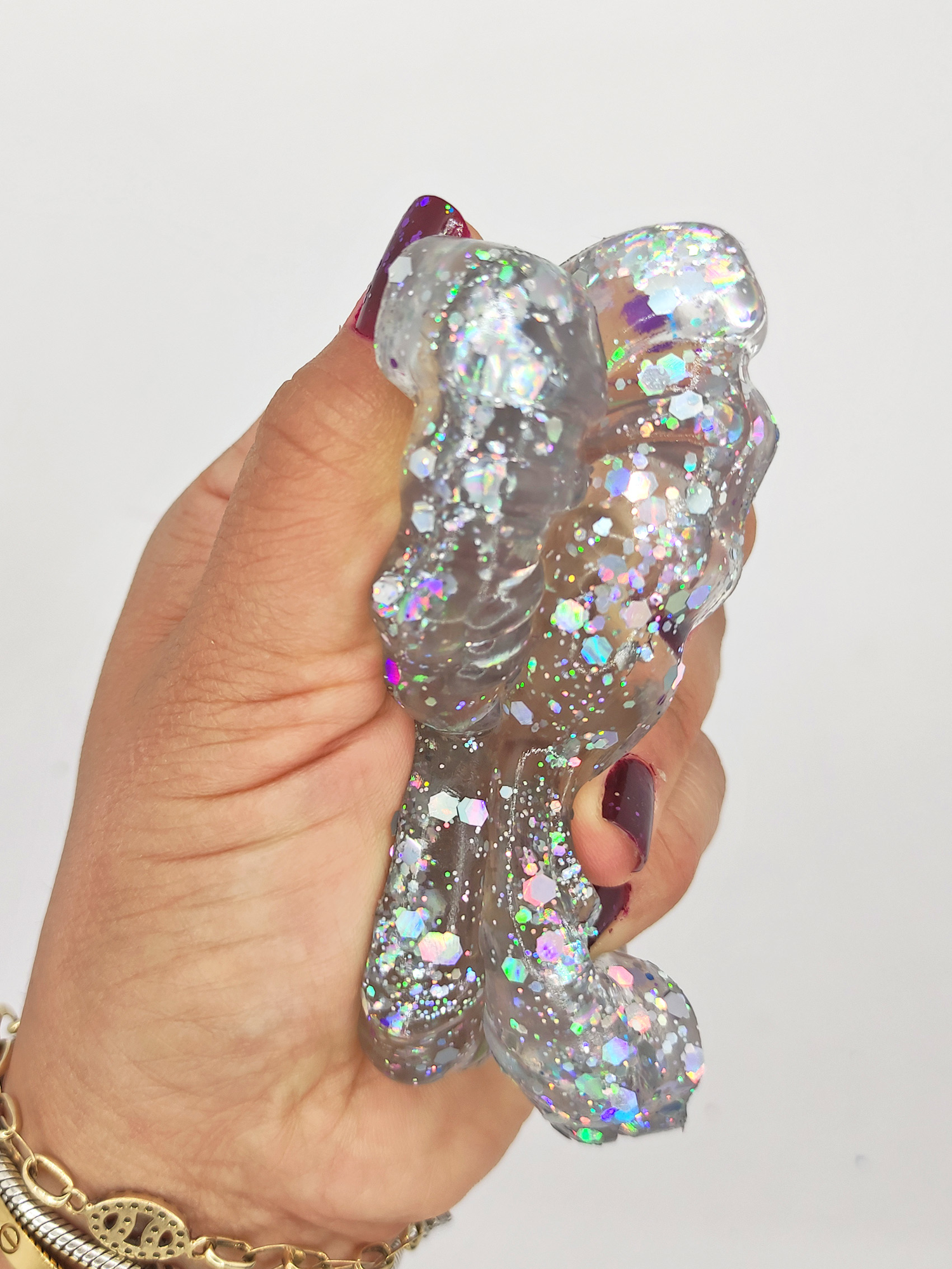 Limmy Kelebek Şeffaf Glitter Simli Moj Moj Taba Squishy Sikma 10X8 Cm S