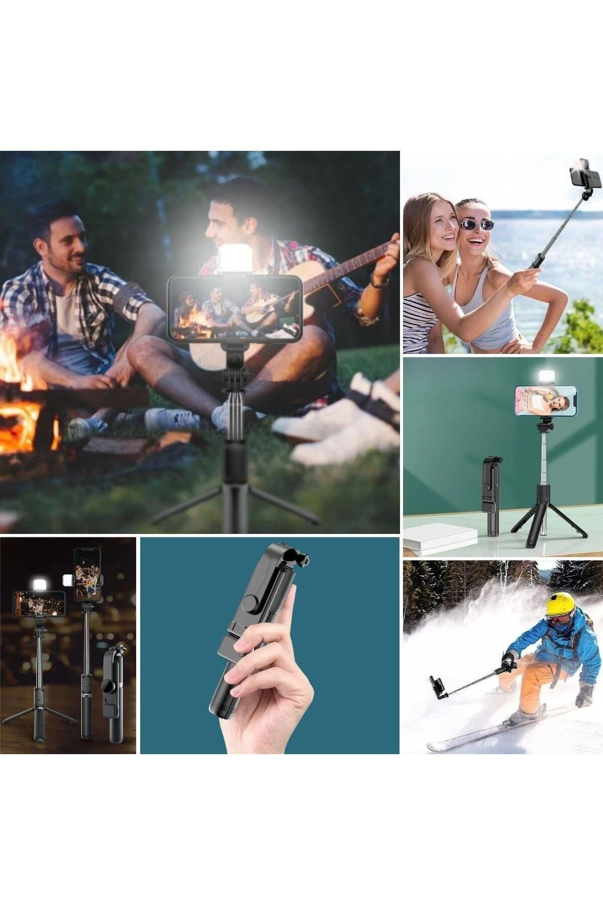Ok Aksesuar Kendiliğinden İşikli Masaüstü Tripod Olabilen Telefon Tutuculu Ka