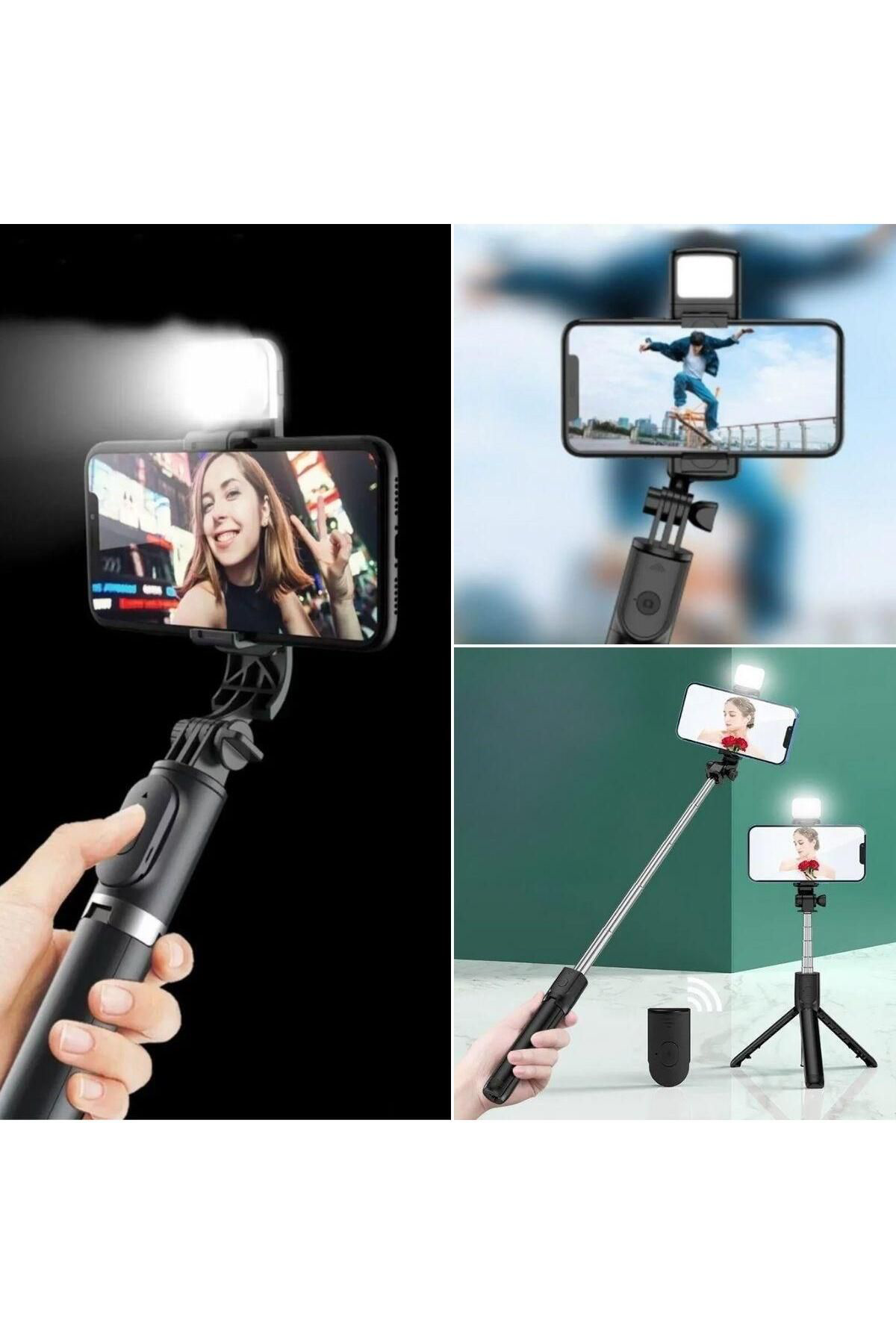 Ok Aksesuar Kendiliğinden İşikli Masaüstü Tripod Olabilen Telefon Tutuculu Ka