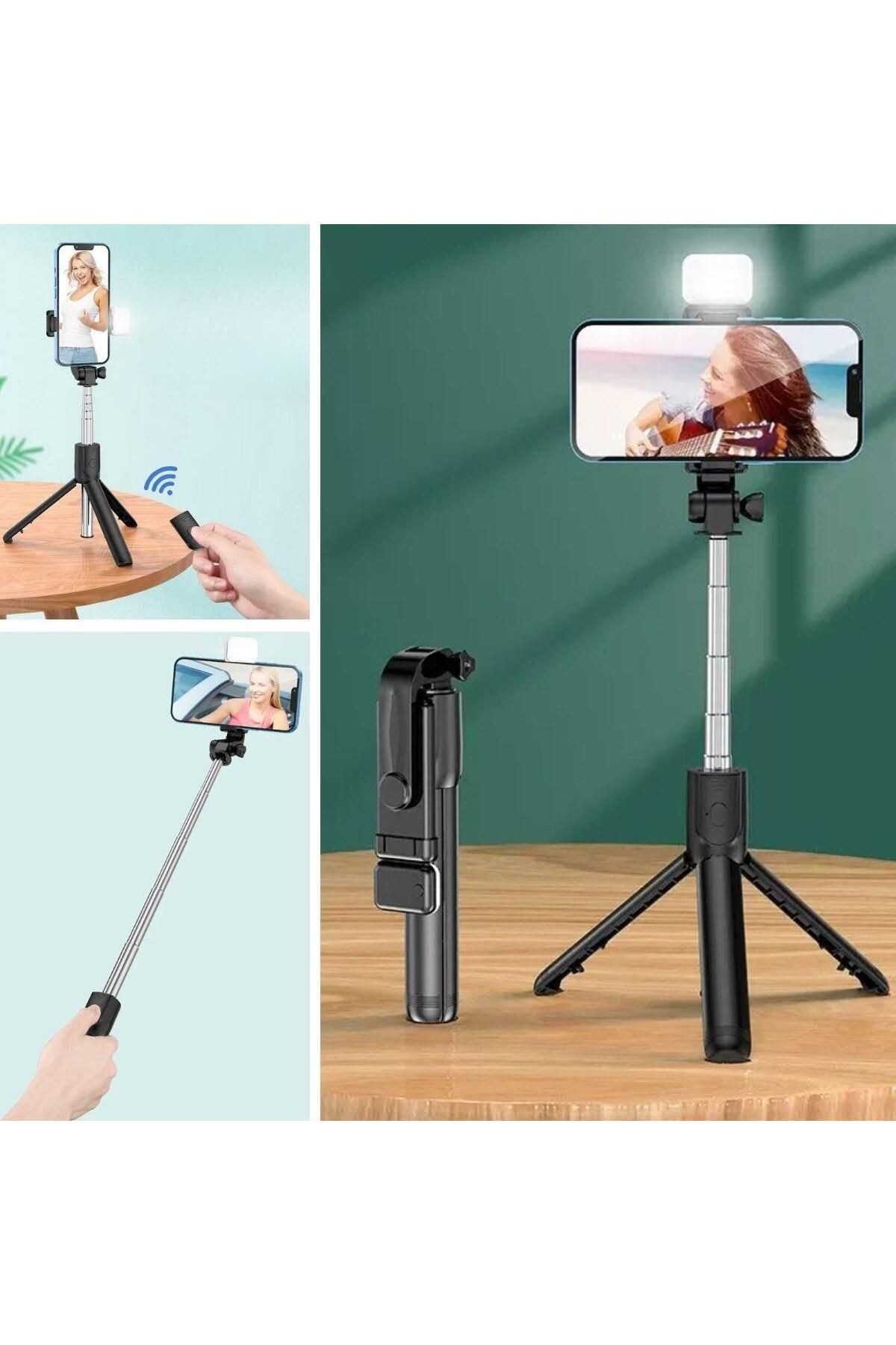 Ok Aksesuar Kendiliğinden İşikli Masaüstü Tripod Olabilen Telefon Tutuculu Ka