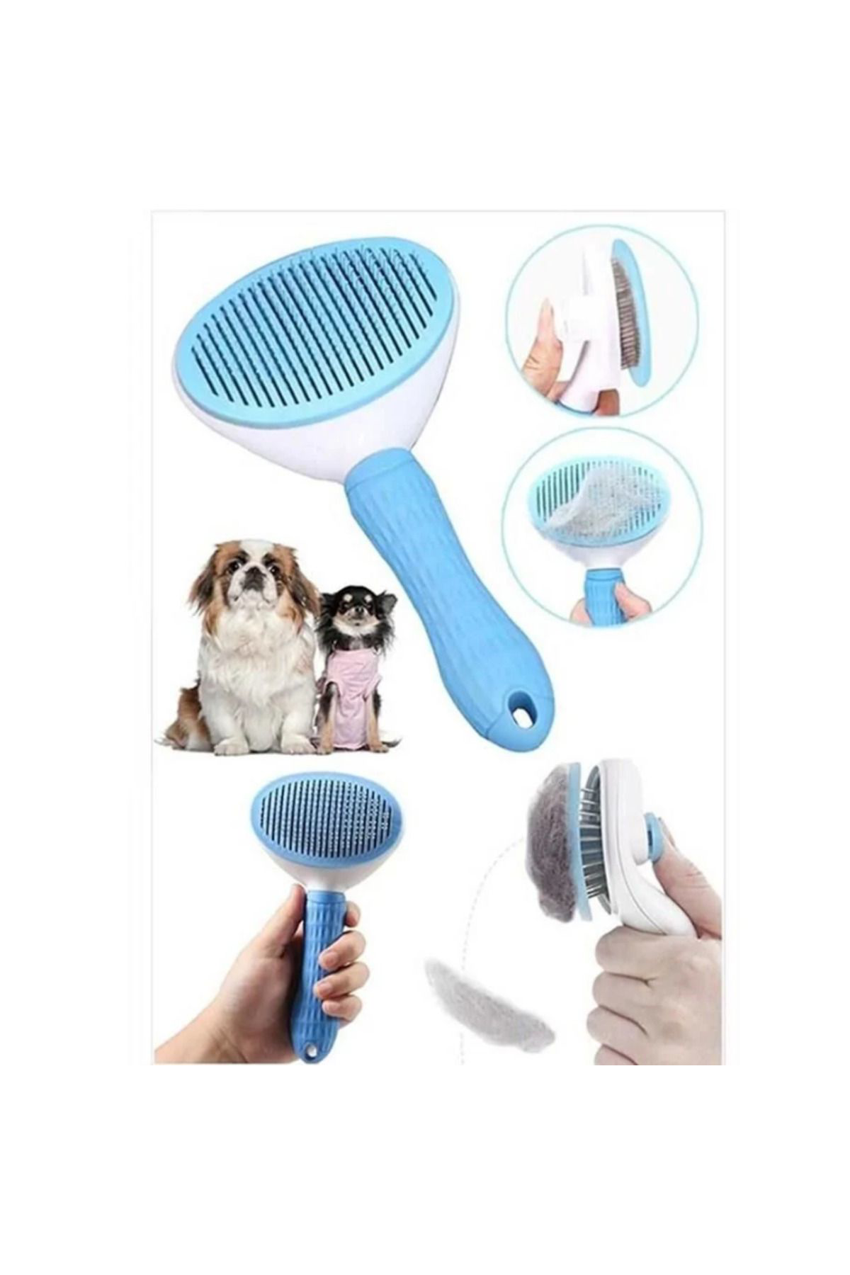 Toptan Bulurum Kendini Temizleyen Tuşlu Kedi Köpek Taraği Mavi 10 X 20 Cm