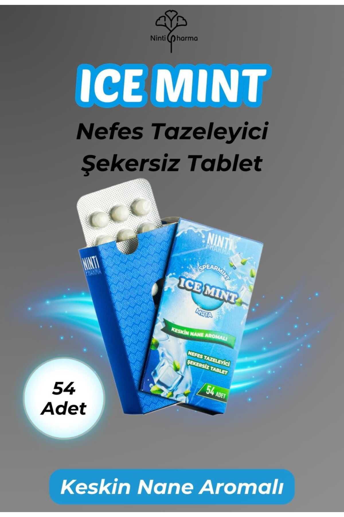 Nintipharma Keskin Nane Aromali Şekersiz Tablet Spearmint 54Lü