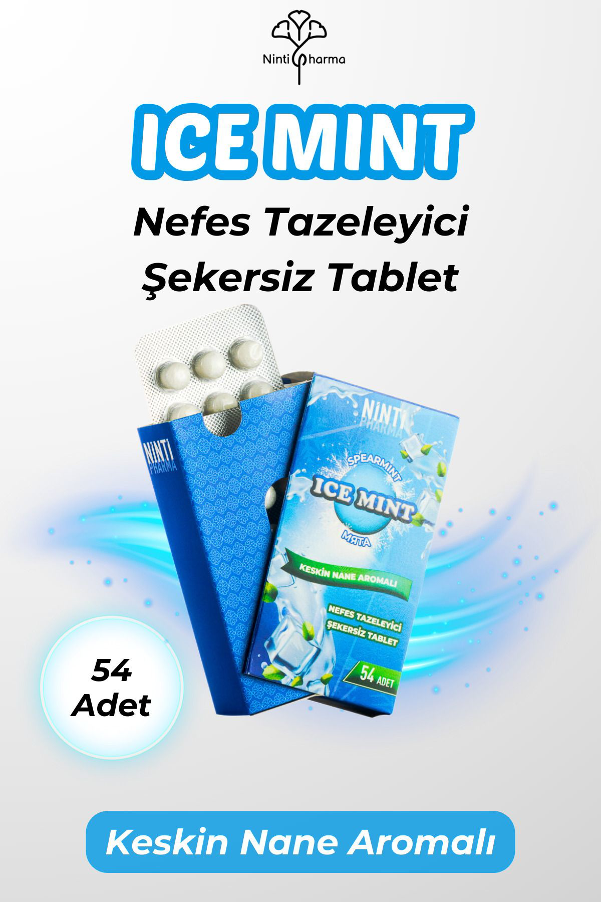 Nintipharma Keskin Nane Aromali Şekersiz Tablet