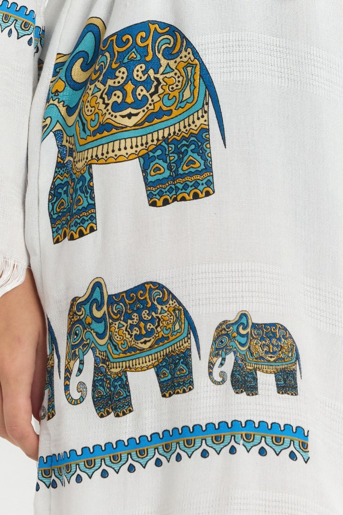 Mulberry Kiana Bambu Kadin Bornoz Plaj Elbisesi Desenli