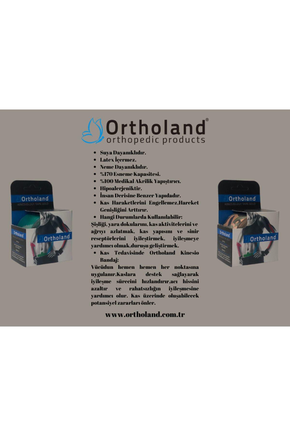 Ortholand Kinesio Ağri Bandi 5Cm X 5M Kamuflaj Yeşili