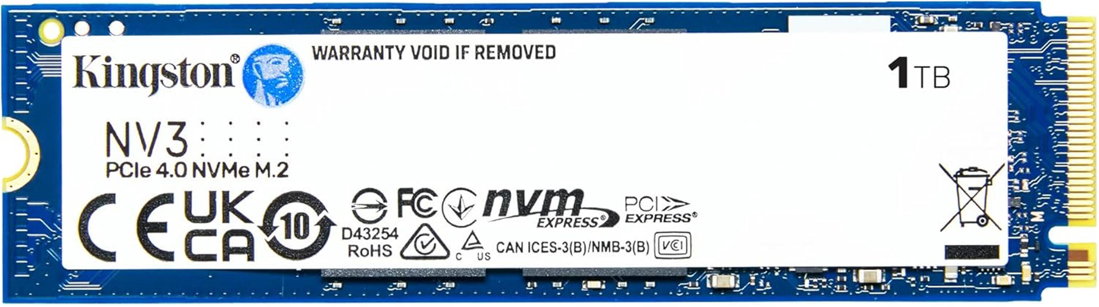 Kingston 1TB NV3 M.2 2280 NVMe SSD | PCIe 4.0 Gen 4x4 | Up to 600
