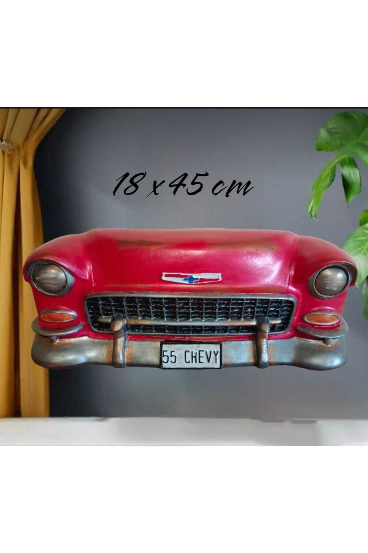 Dodemert Home Kirmizi 55 Model Chevy Araba Polyester Duvar &Masa Dekorasyonu
