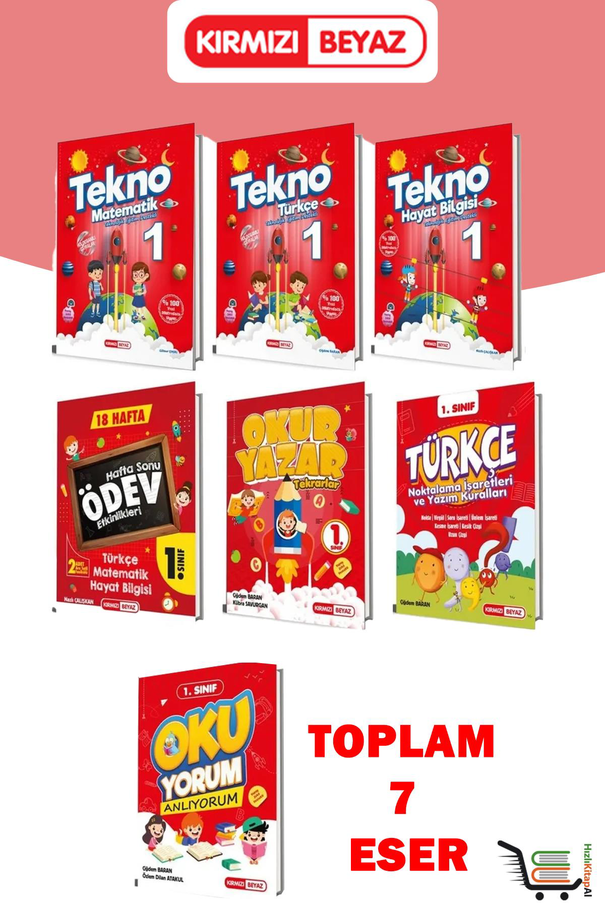 Kirmizi Beyaz Yayinlari Kirmizi Beyaz Tekno Set 1.Sinif