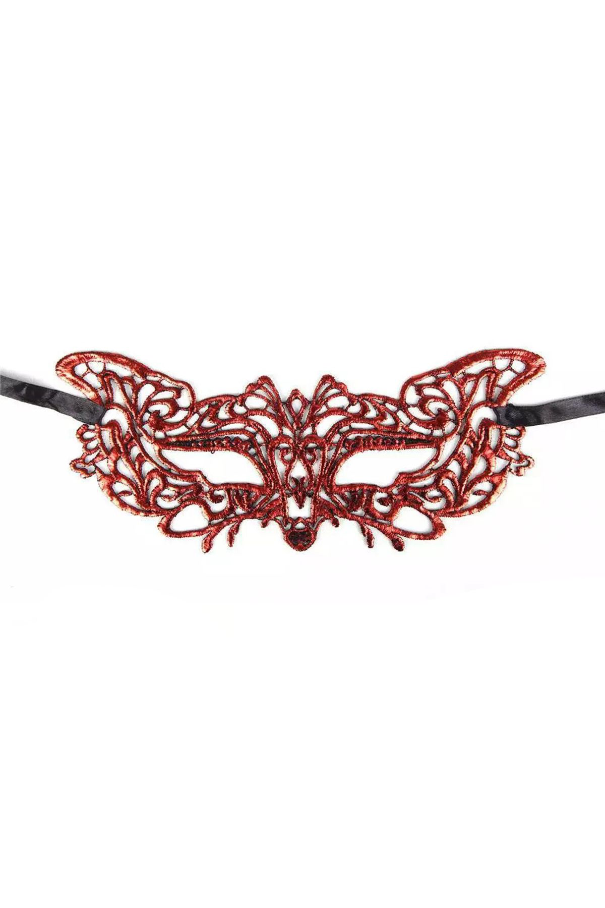 Kırmızı Dantel Masquerade Maskesi 9 No