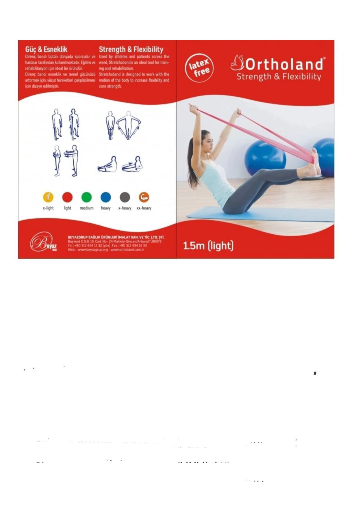 Ortholand Kirmizi Egzersiz Bandi 1,5 Metre Light
