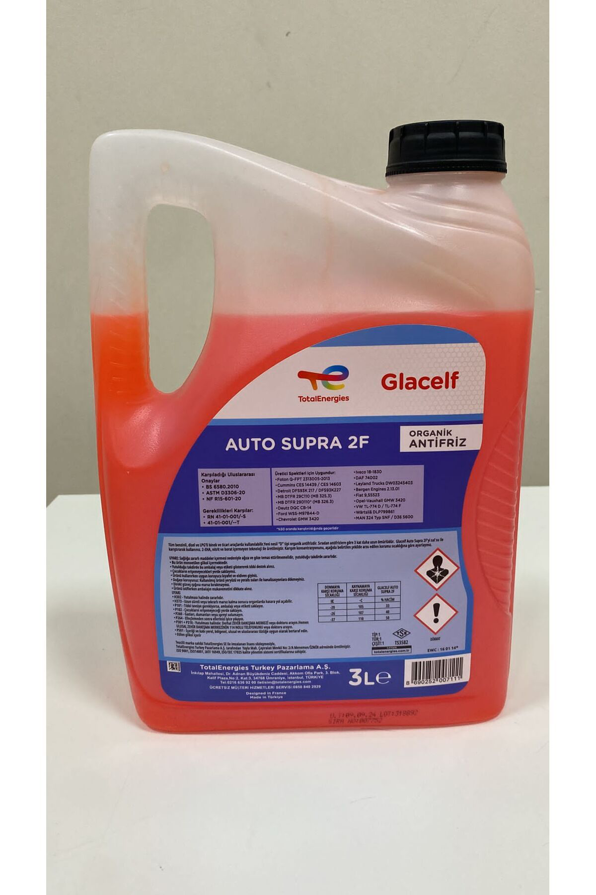 Total Kirmizi Organik Glacelf 2F Supra 3Lt Kirmizi Organic Antifriz