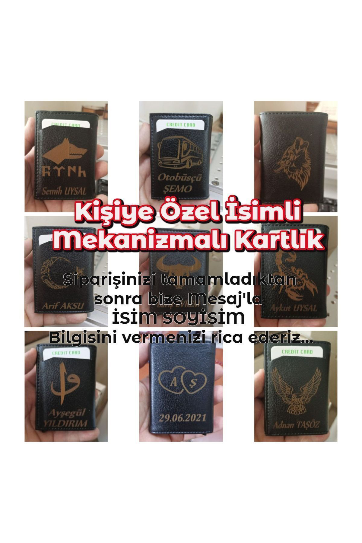 Tesbih Sakarya Kişiye Özel İsimli - Mekanizmali Otomatik Kizakli Kartlik Cüzdan