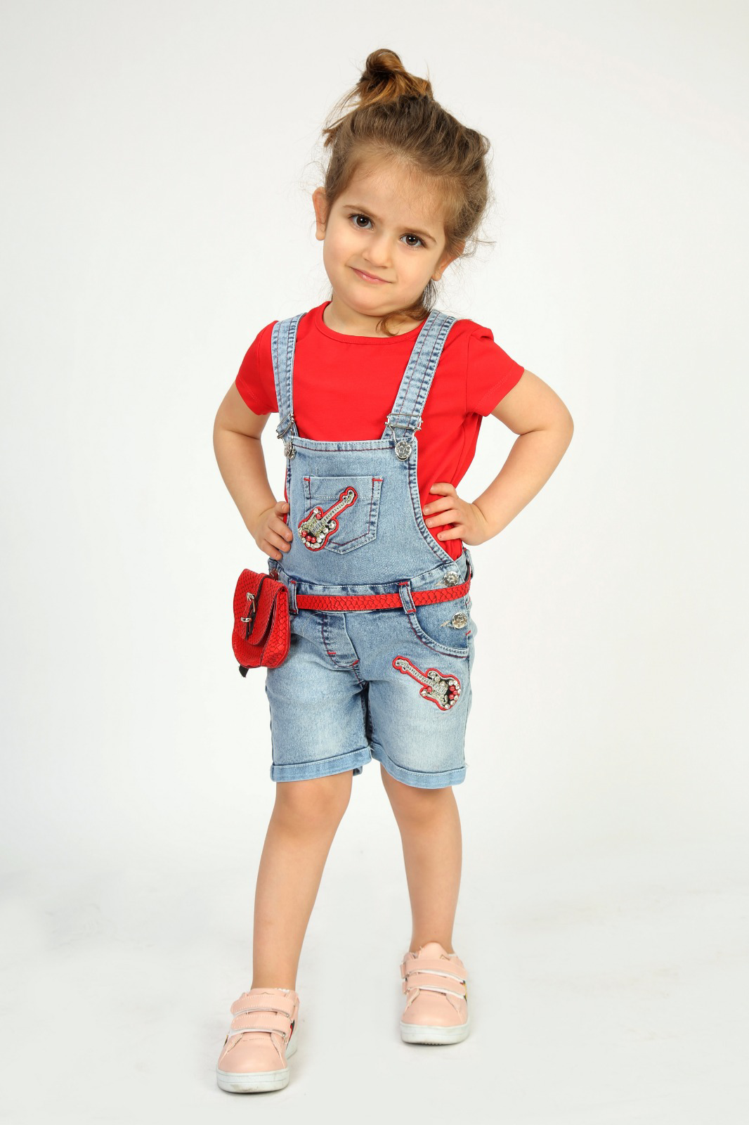 Toontoy Kiz Bebek Salopet Çantali Gitar Nakişli Kot