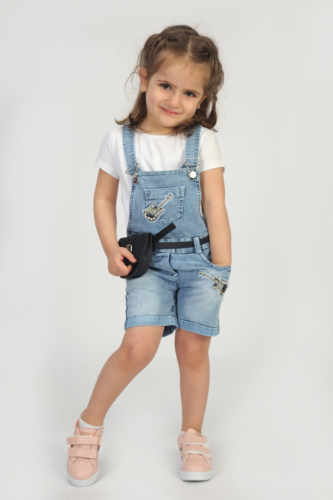 Toontoy Kiz Bebek Salopet Çantali Gitar Nakişli Kot