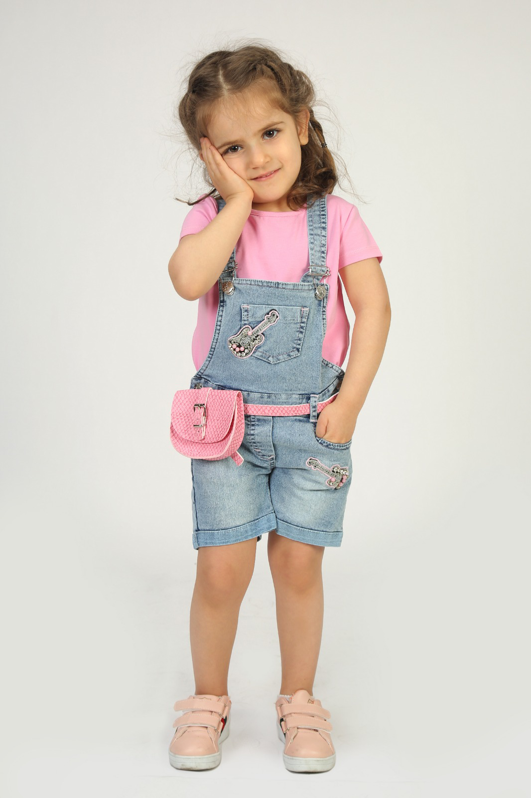 Toontoy Kiz Bebek Salopet Çantali Gitar Nakişli Kot