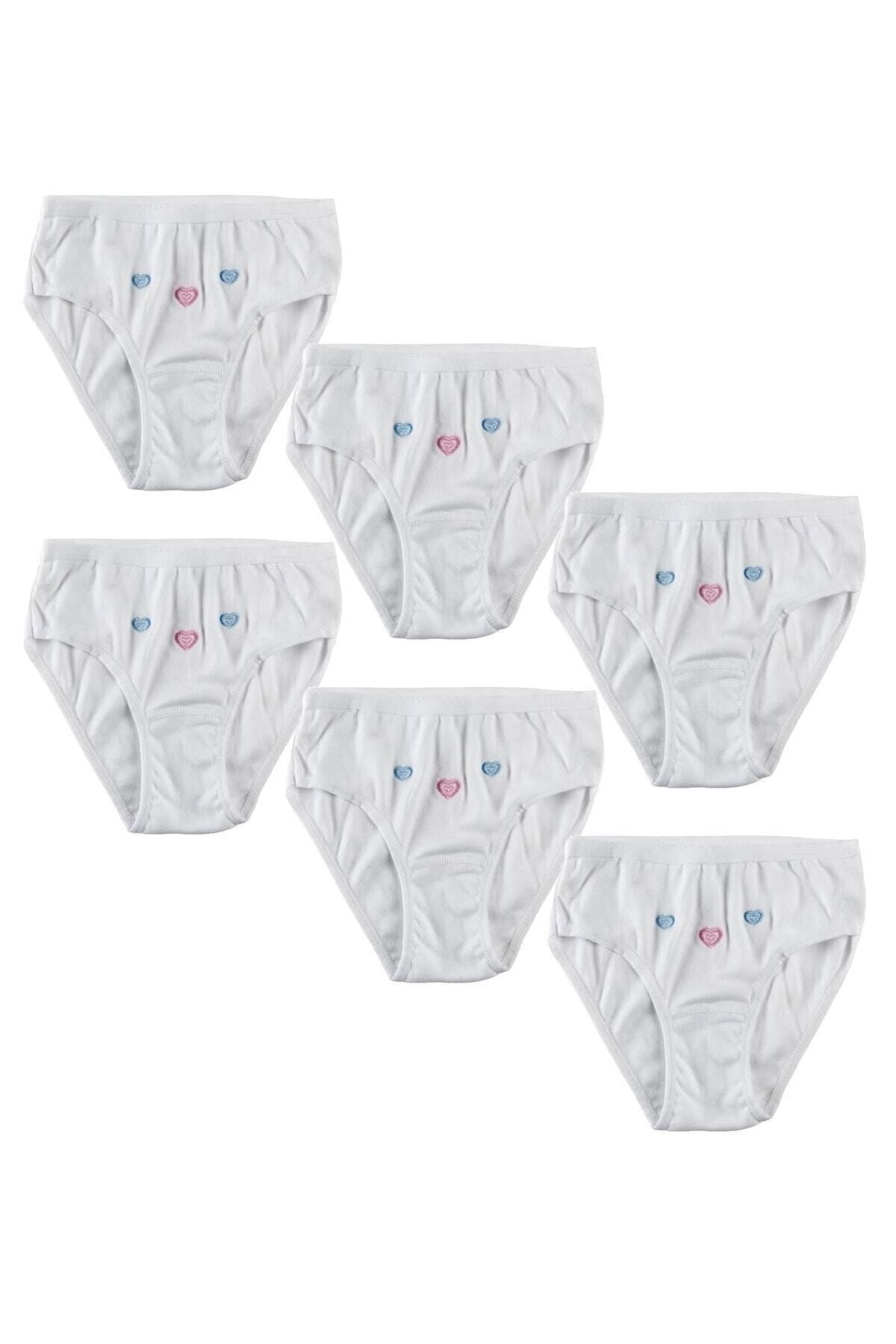 Tutku Kiz Çocuk Beyaz Kuzey Underwear İnce Belli İşlemeli Bato (6'Li) 0