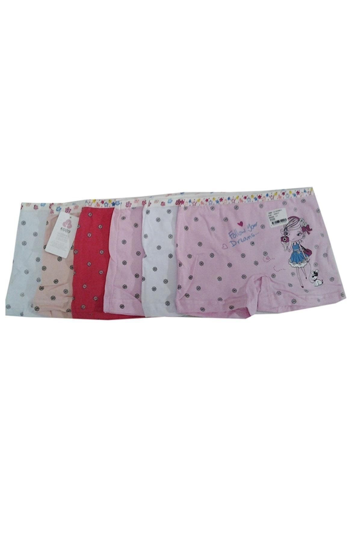 Koza Kiz Çocuk Karişik Renkli Desenli Boxer 10 Lu Paket