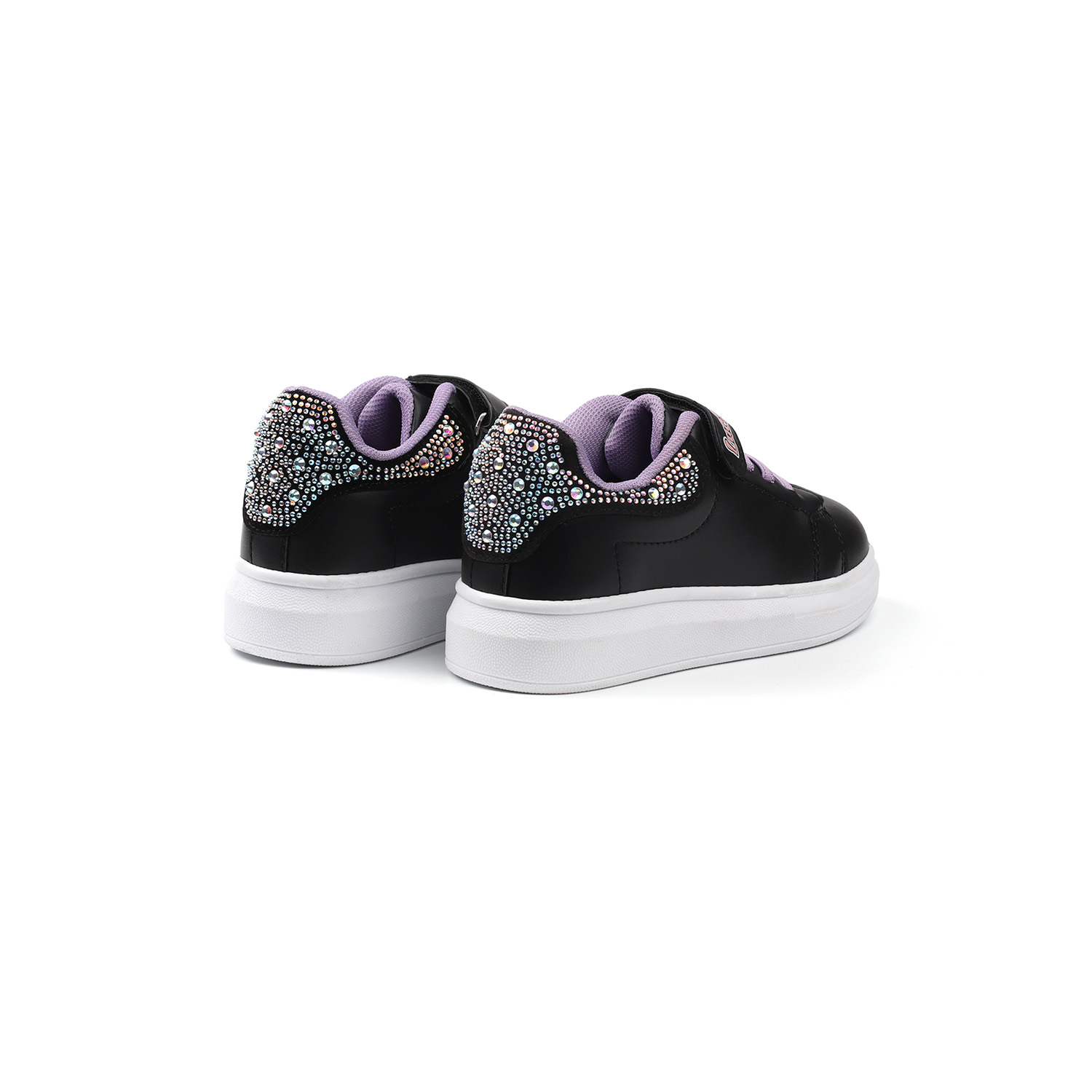Kajila Kiz Çocuk Siyah Lila Taşli Cirtli Bağcikli Sneaker Günlük Rahat S