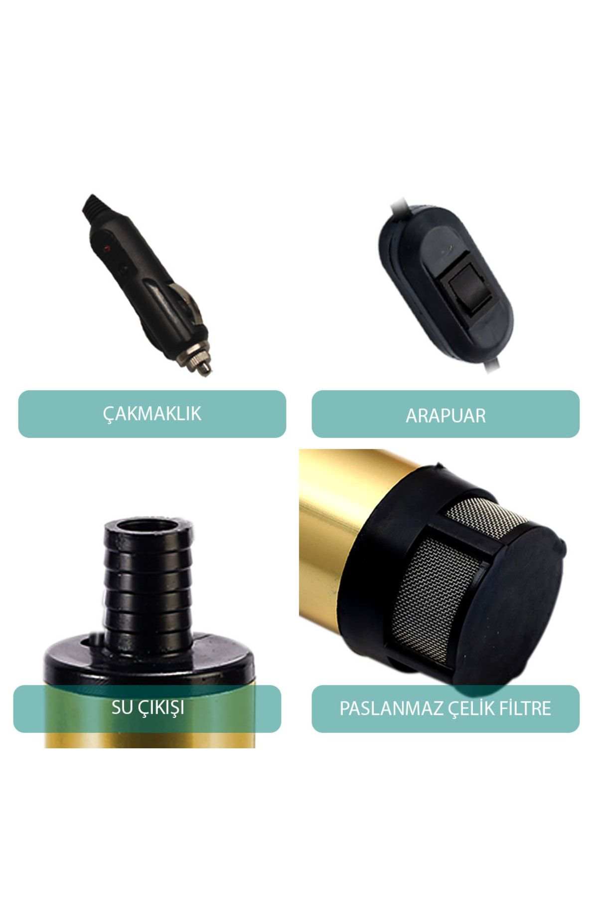 Kemos Kizilirmak 12 Volt Alüminyum Dalgiç Tipi Sivi Aktarma Pompasi (Fi
