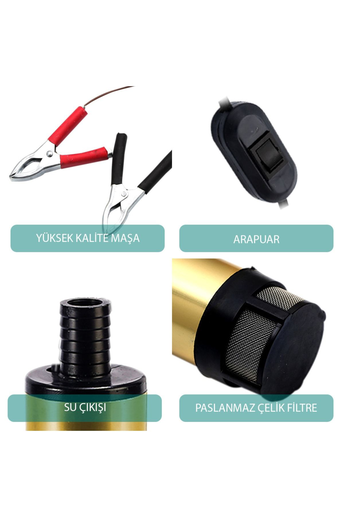 Kemos Kizilirmak 12 Volt Alüminyum Dalgiç Tipi Sivi Aktarma Pompasi (Fi