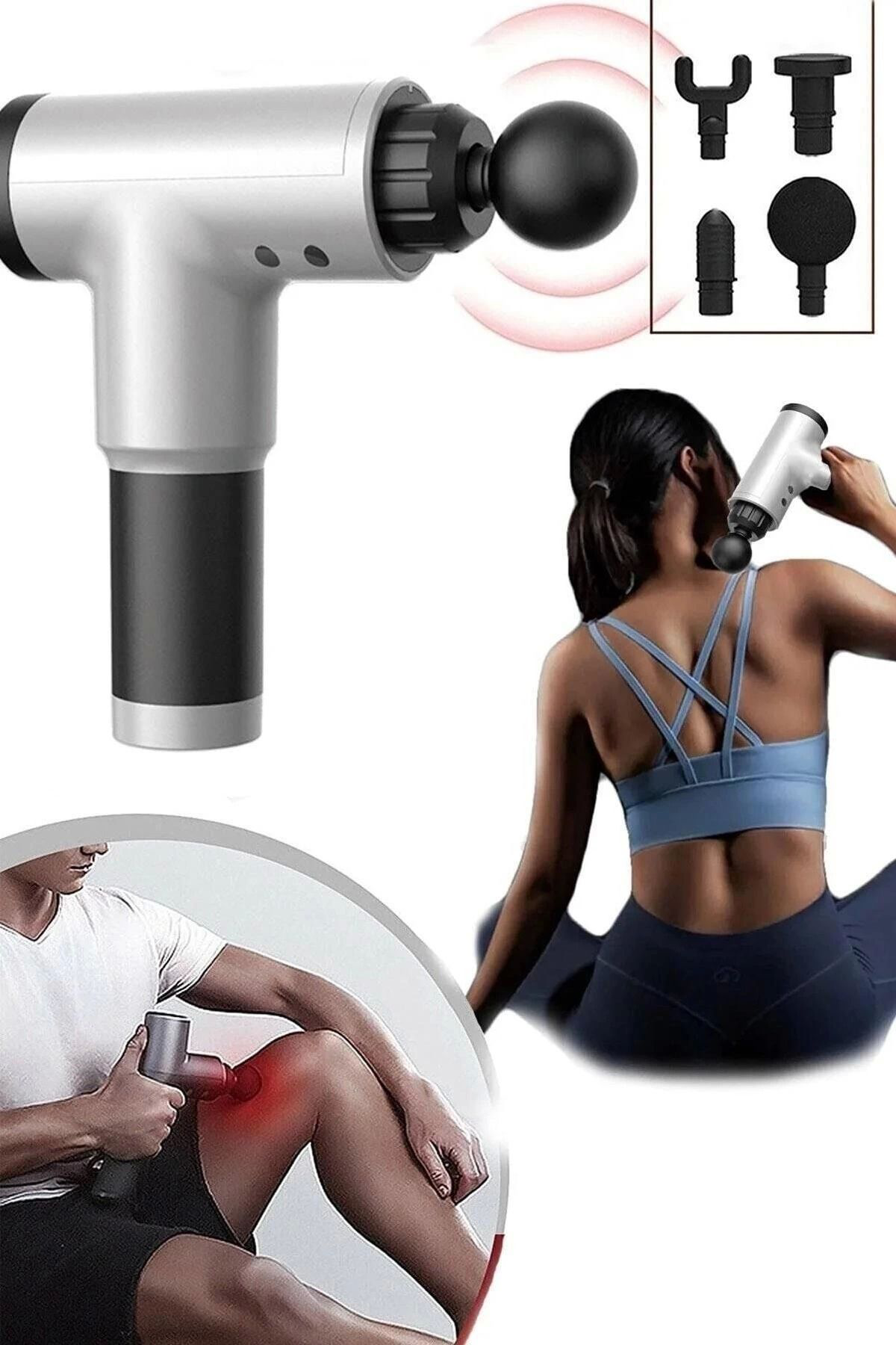 Yusuftex Koblosuz Şarjli Masaj Tabancasi 4 Başlikli Sporcu Masaj Aleti 6 K