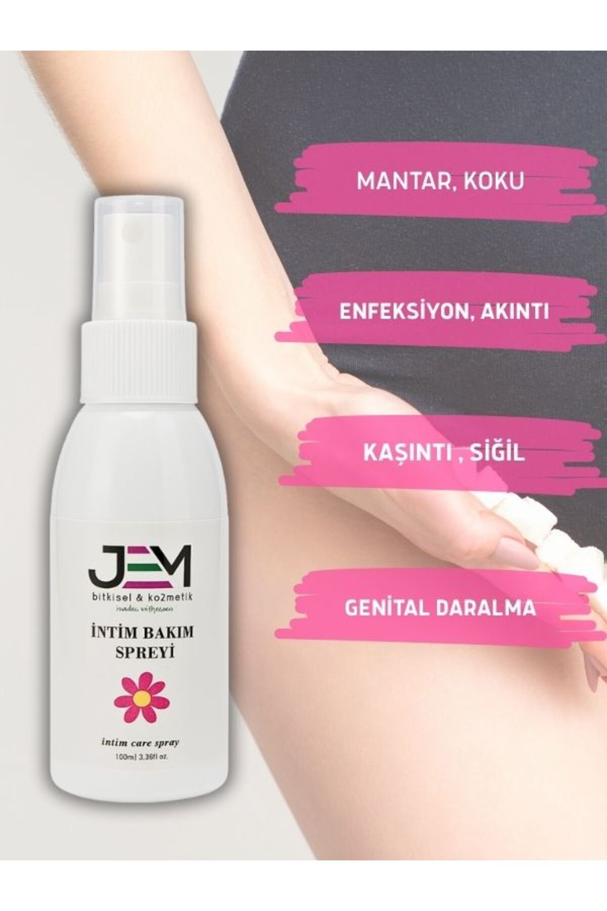 Jem Kozmetik Bitkisel Koku Giderici İntim Bakim Spreyi 100 Ml Kaşinti, Akinti Ve Mantar