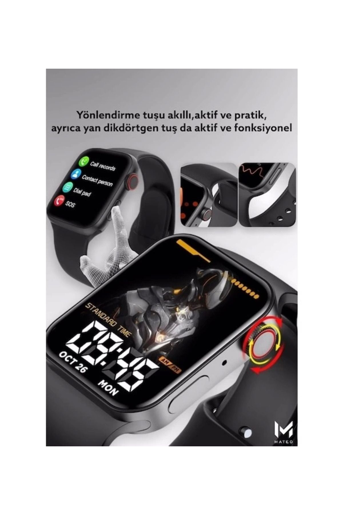 Yusuftex Konuşma Özellikli Smart Watch 7 Akilli Saat Su Geçirmez Yan Tuşlu
