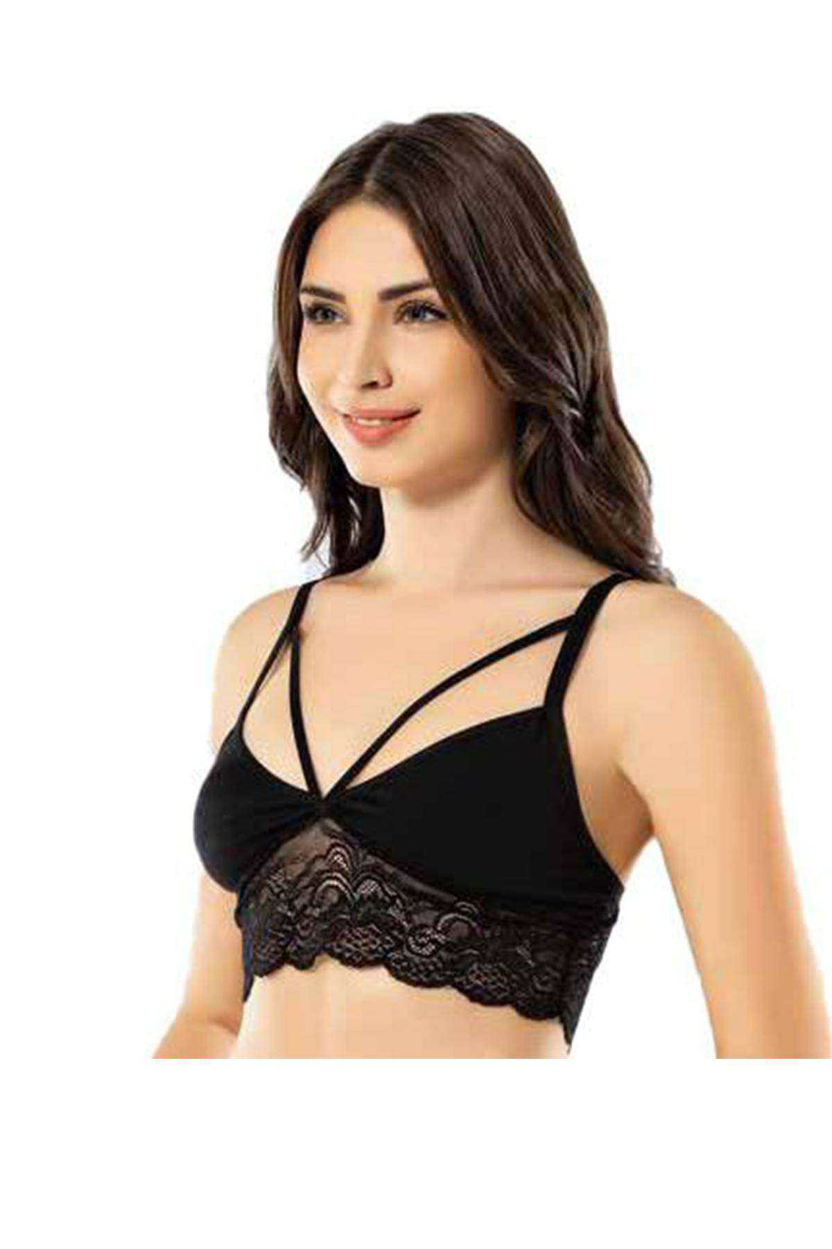 Just Cheap Store Kota 2 Adet Siyah Tül Modelli Dantelli Büstiyer