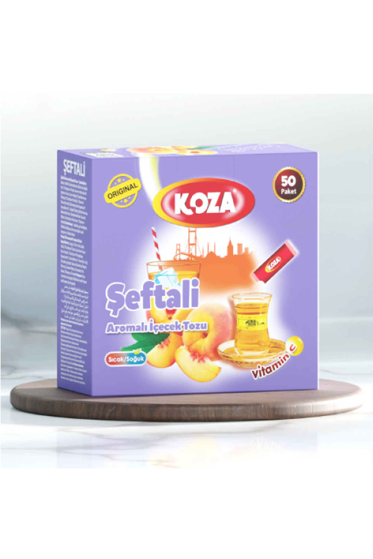 Just Cheap Store Koza Tek İçimlik Şeftali Aromali Toz İçecek 50'Li