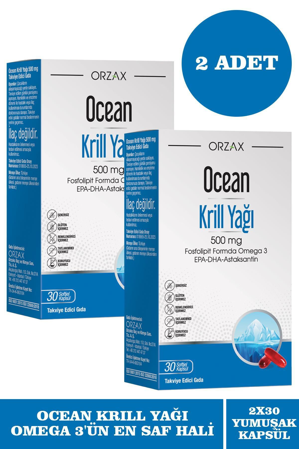 Ocean Krill Oil 500 Mg 30 Kapsül 2 Adet