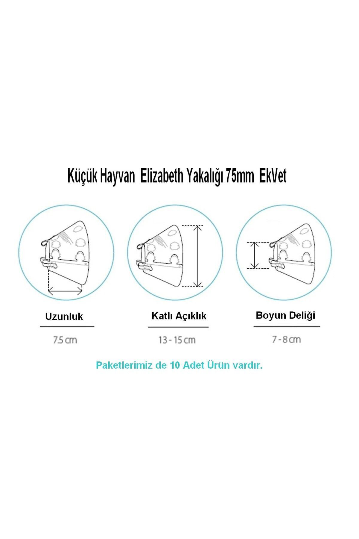 Ekvet Küçük Hayvan Elizabeth Yakaliği 75Mm - 10 Lu Paket